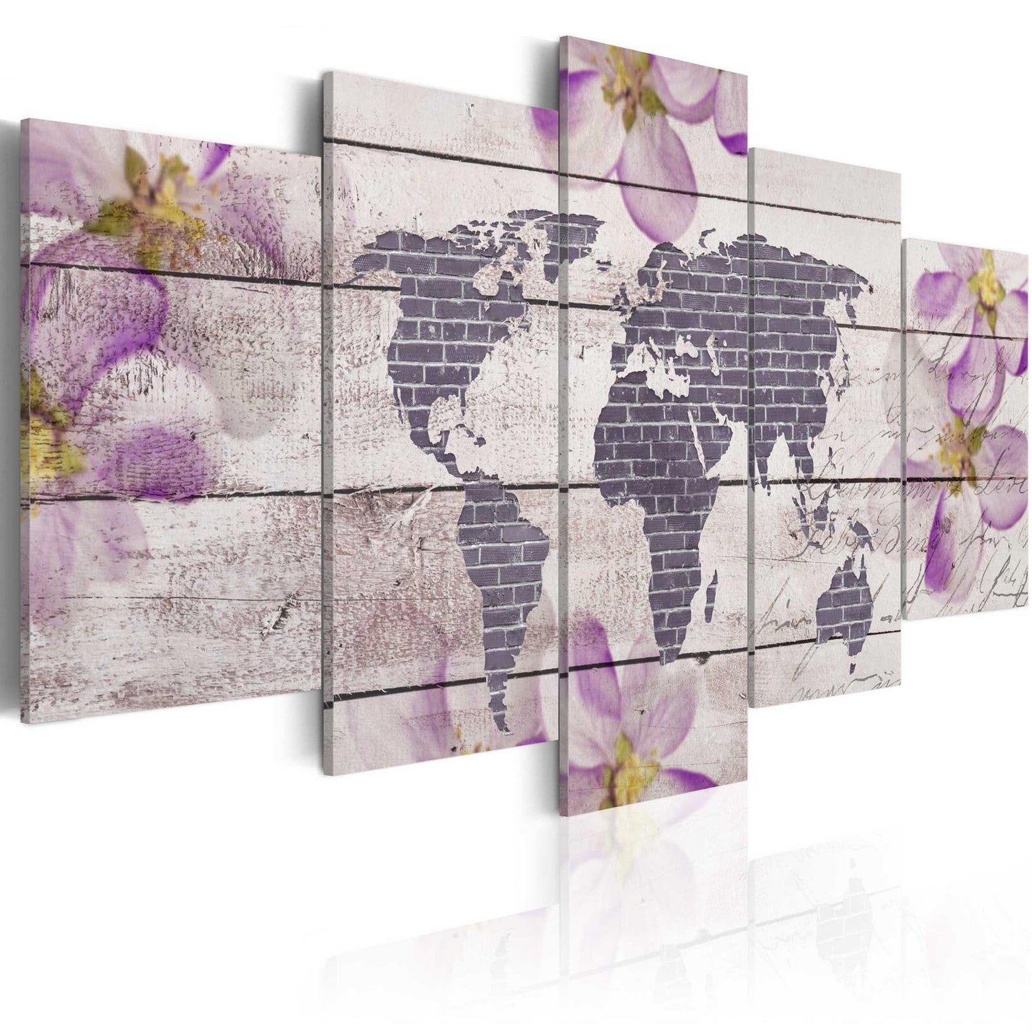 Stretched Canvas World Map Art - Romantic World Map-Tiptophomedecor