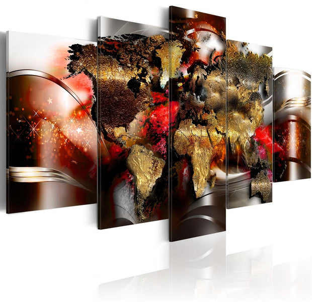 Stretched Canvas World Map Art - Ruby Ribbon-Tiptophomedecor