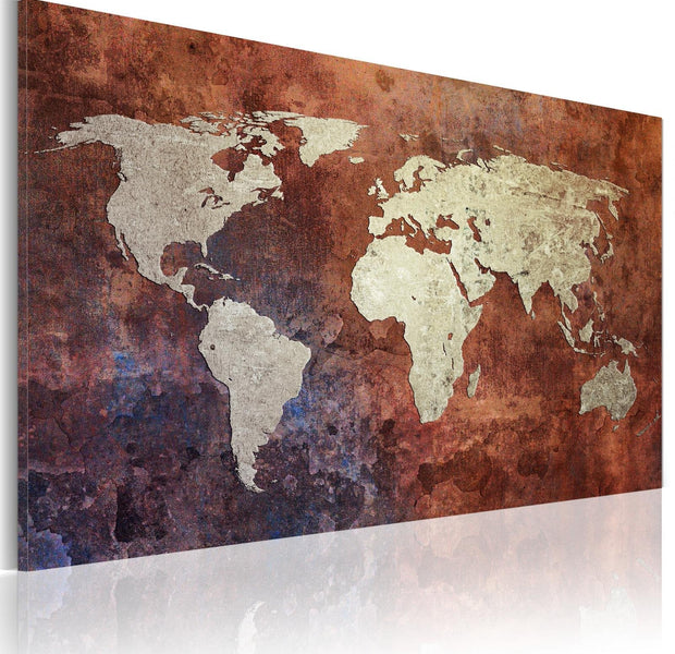 Stretched Canvas World Map Art - Rusty Map Of The World-Tiptophomedecor