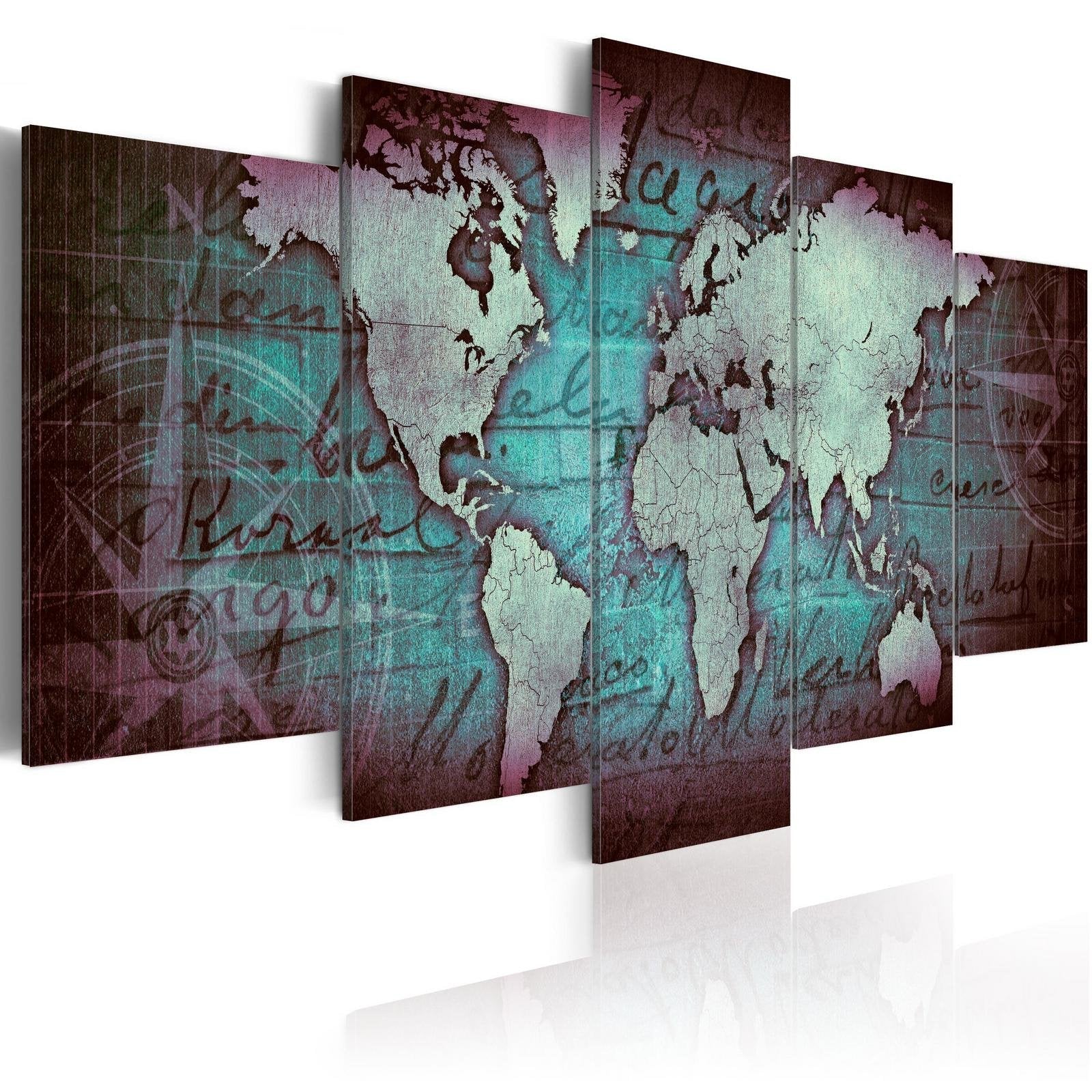 Stretched Canvas World Map Art - Sapphire Map-Tiptophomedecor