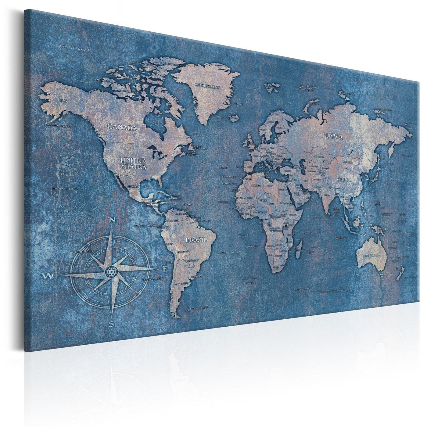Stretched Canvas World Map Art - Sapphire Planet-Tiptophomedecor
