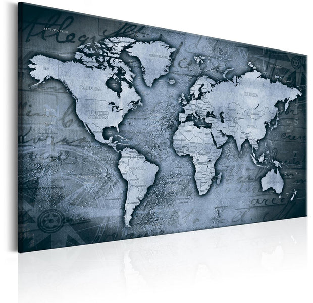 Stretched Canvas World Map Art - Sapphire World-Tiptophomedecor