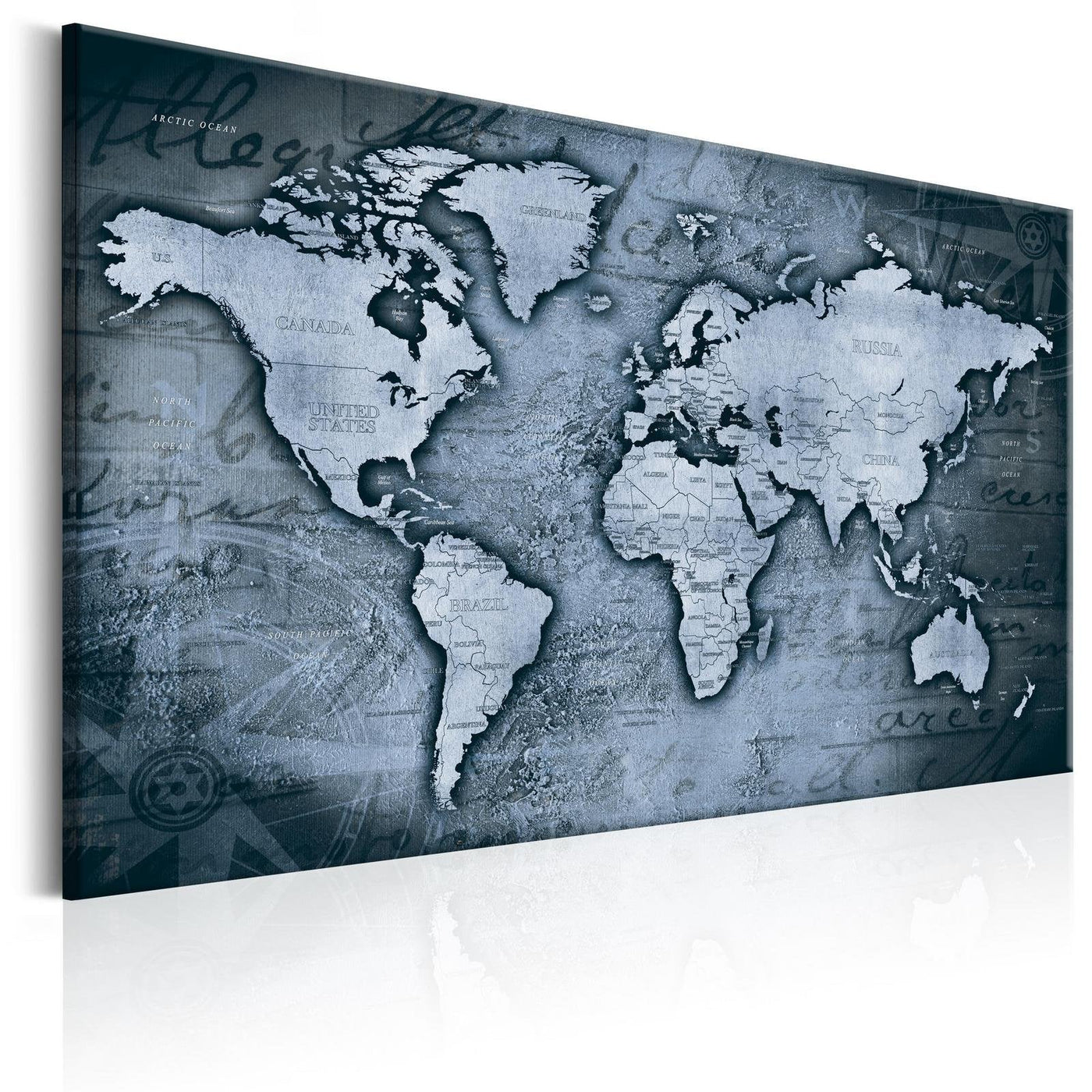 Stretched Canvas World Map Art - Sapphire World-Tiptophomedecor