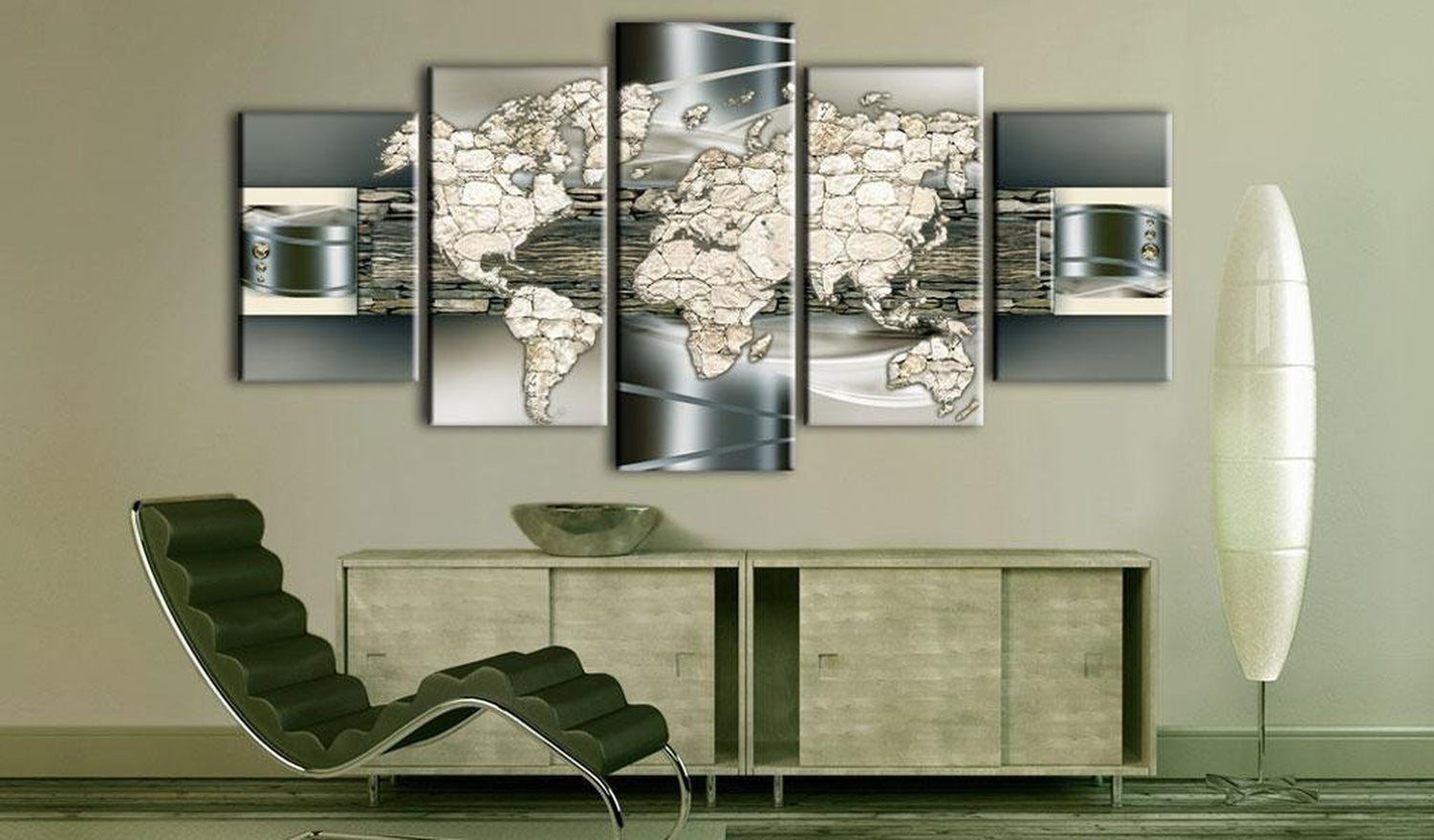 Stretched Canvas World Map Art - See The World In Stone-Tiptophomedecor