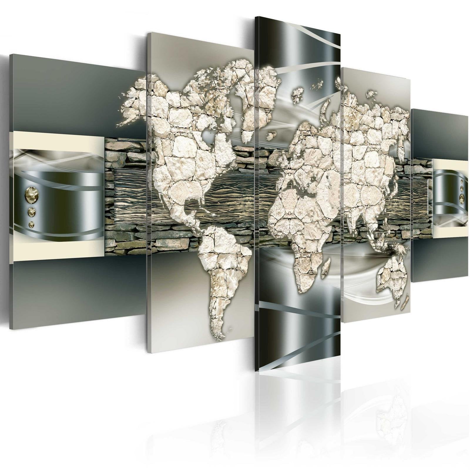 Stretched Canvas World Map Art - See The World In Stone-Tiptophomedecor