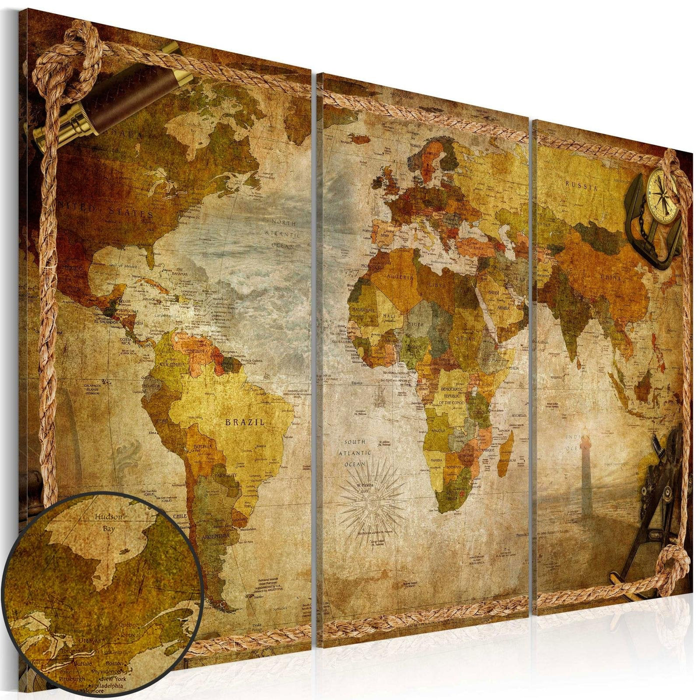 Stretched Canvas World Map Art - Souvenir From A Trip-Tiptophomedecor