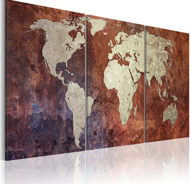 Stretched Canvas World Map Art - Steel Continents-Tiptophomedecor