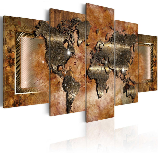 Stretched Canvas World Map Art - Steel Map-Tiptophomedecor