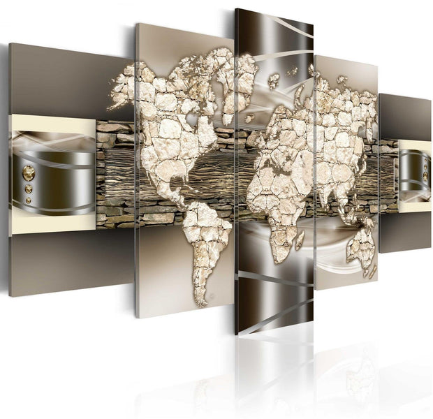 Stretched Canvas World Map Art - Stone World-Tiptophomedecor