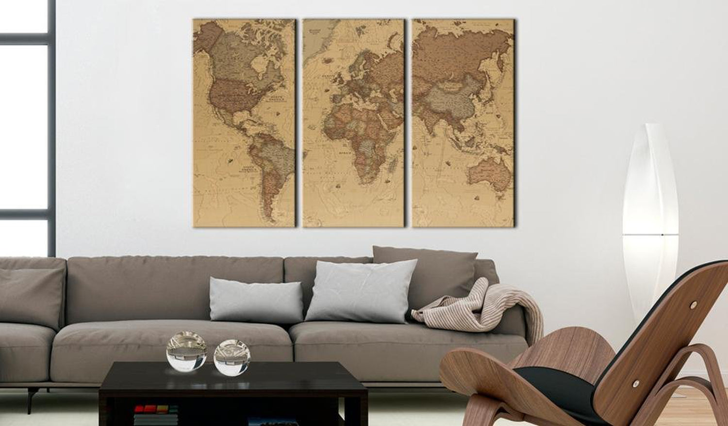 Stretched Canvas World Map Art - Stylish World Map-Tiptophomedecor