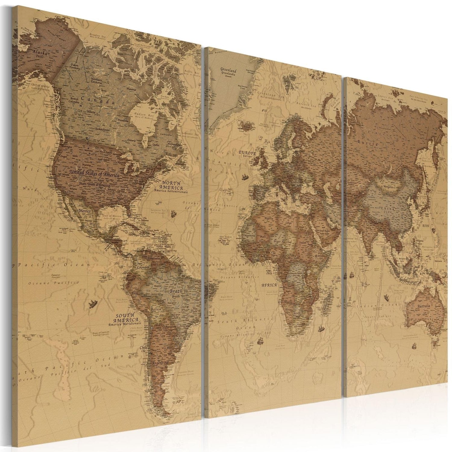 Stretched Canvas World Map Art - Stylish World Map-Tiptophomedecor