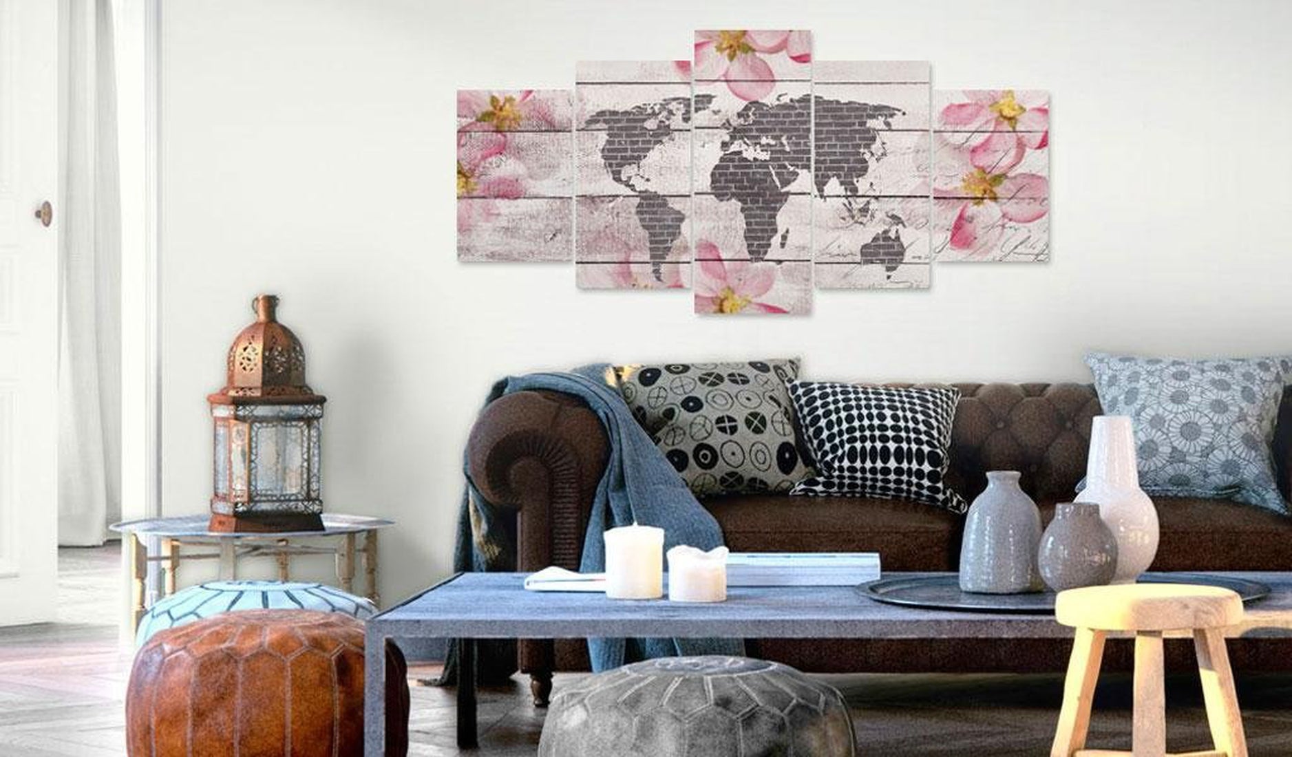 Stretched Canvas World Map Art - Subtle World-Tiptophomedecor