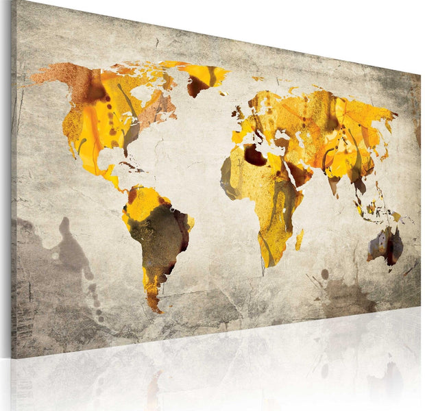Stretched Canvas World Map Art - Sunny Continents-Tiptophomedecor