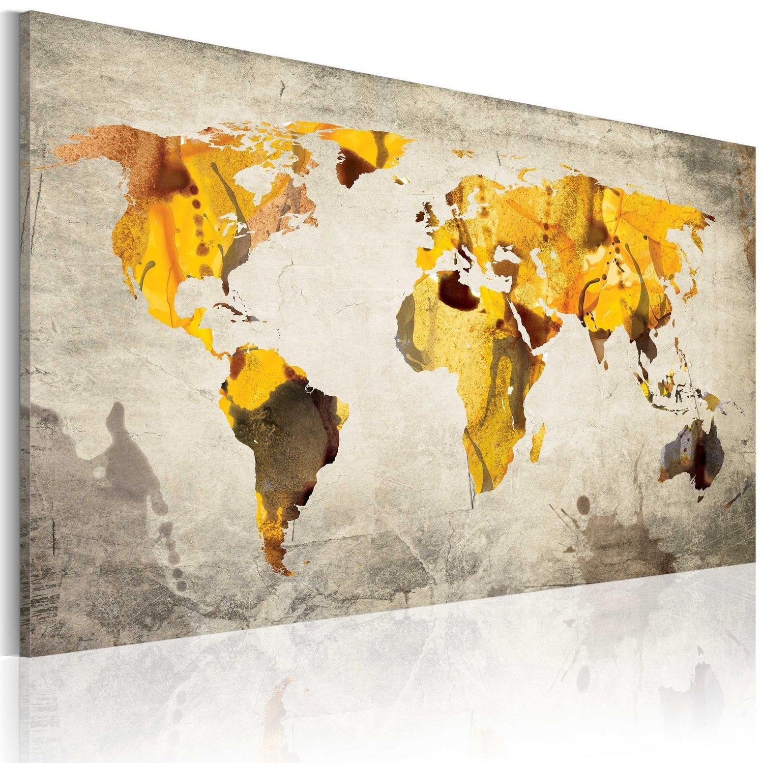 Stretched Canvas World Map Art - Sunny Continents-Tiptophomedecor