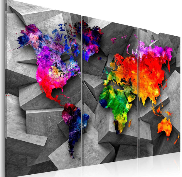 Stretched Canvas World Map Art - Symmetry Of The World-Tiptophomedecor