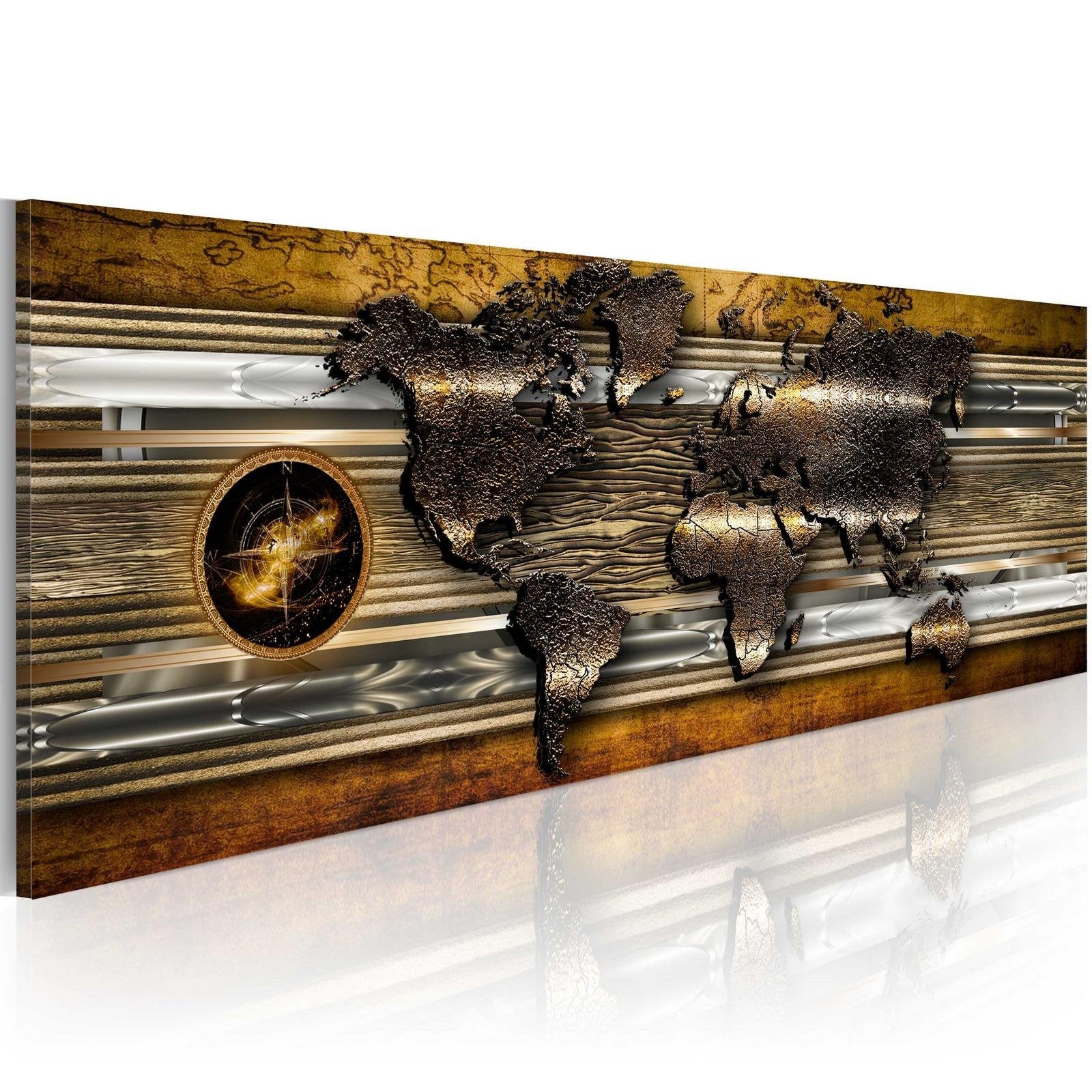 Stretched Canvas World Map Art - The Golden Map-Tiptophomedecor