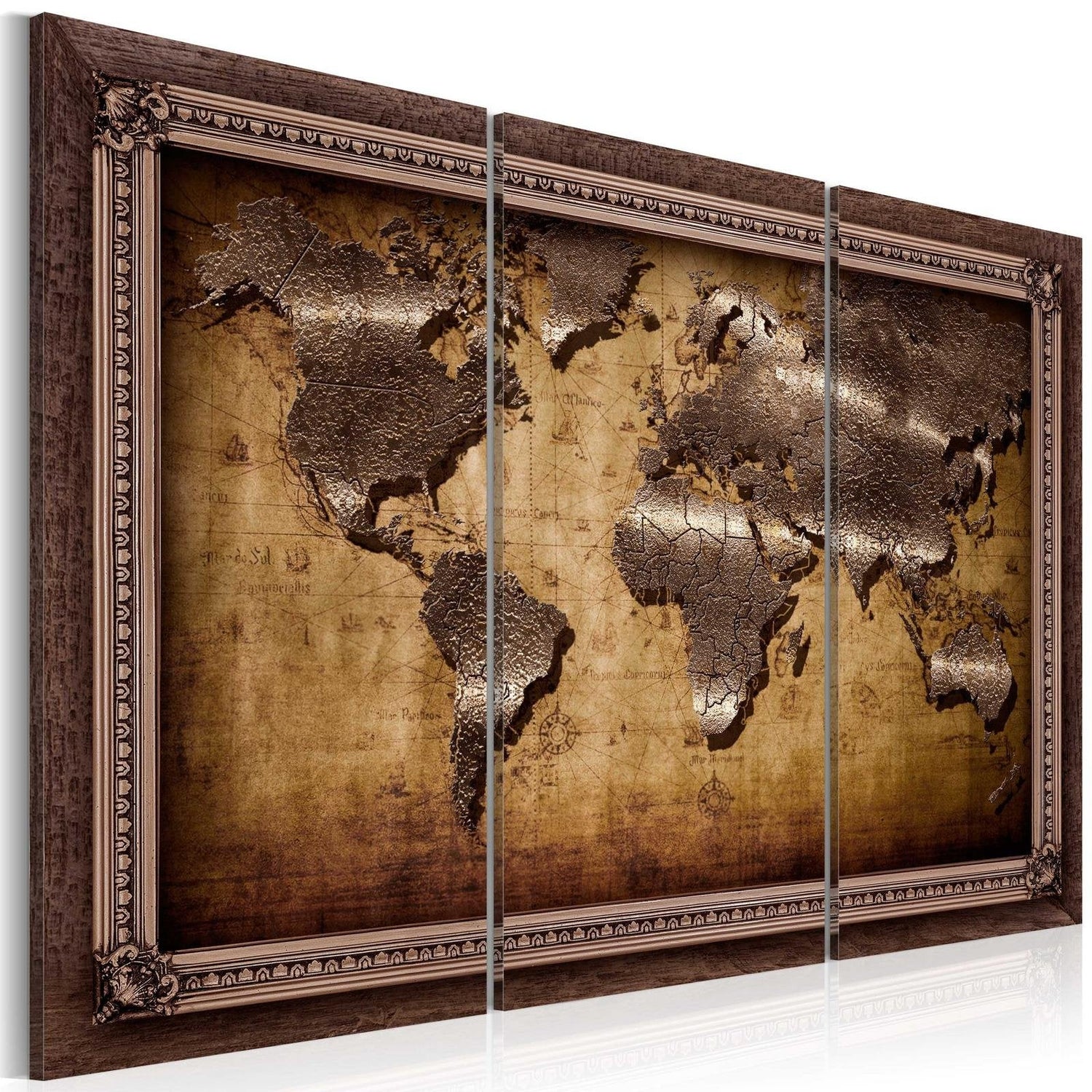 Stretched Canvas World Map Art - The Map In A Frame-Tiptophomedecor