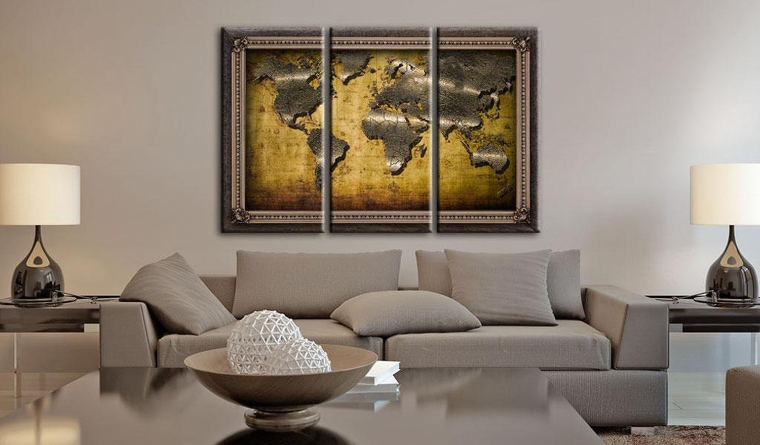 Stretched Canvas World Map Art - The World In A Frame-Tiptophomedecor
