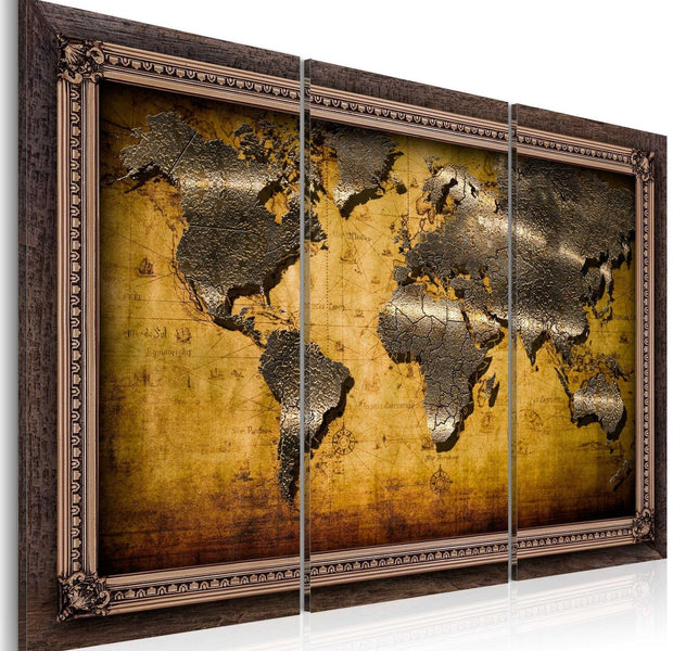 Stretched Canvas World Map Art - The World In A Frame-Tiptophomedecor