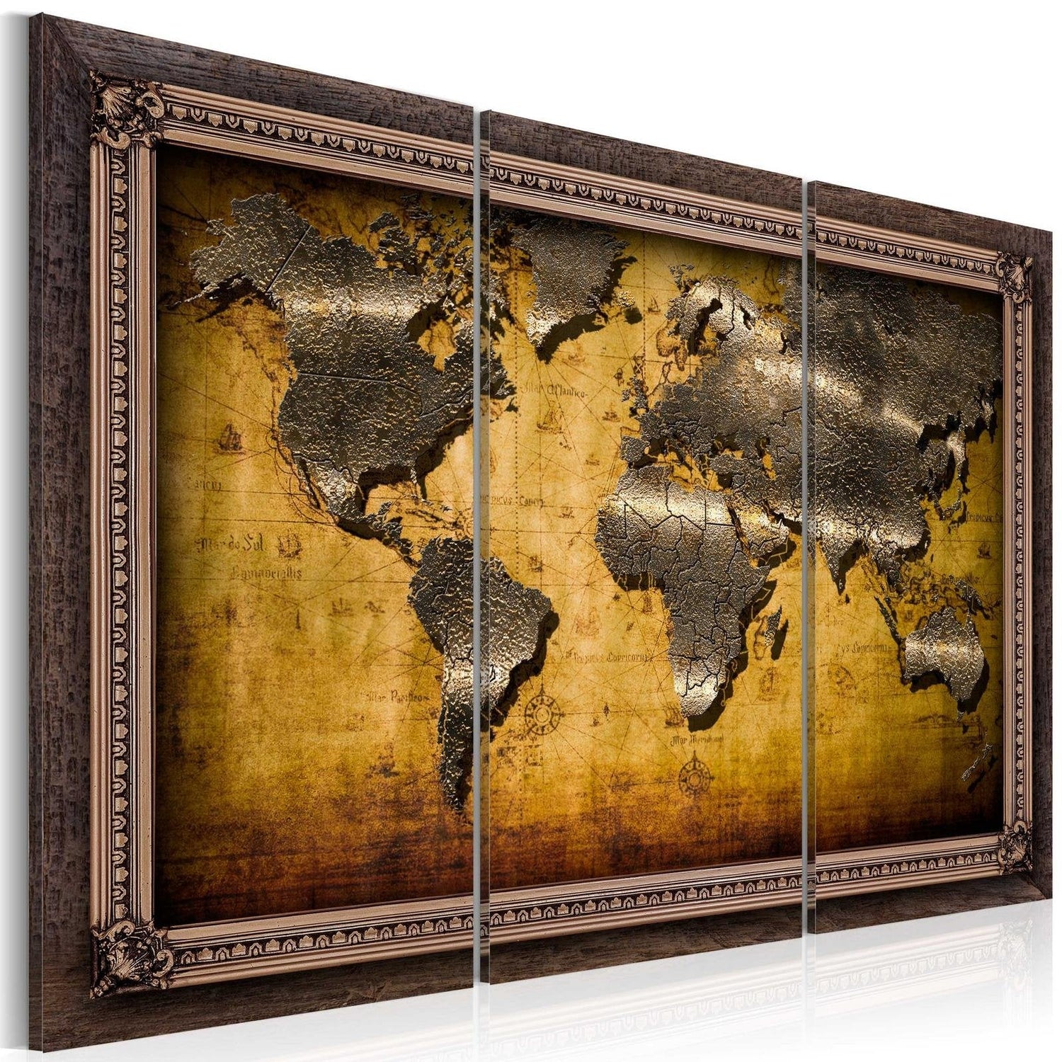 Stretched Canvas World Map Art - The World In A Frame-Tiptophomedecor