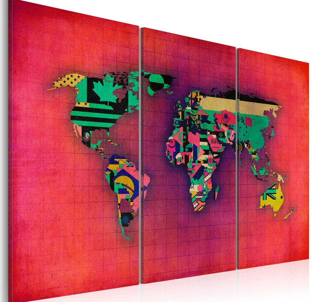 Stretched Canvas World Map Art - The World Is Mine - Triptych-Tiptophomedecor