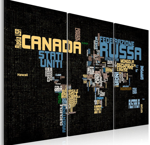 Stretched Canvas World Map Art - The World Is Not Enough - Triptych-Tiptophomedecor
