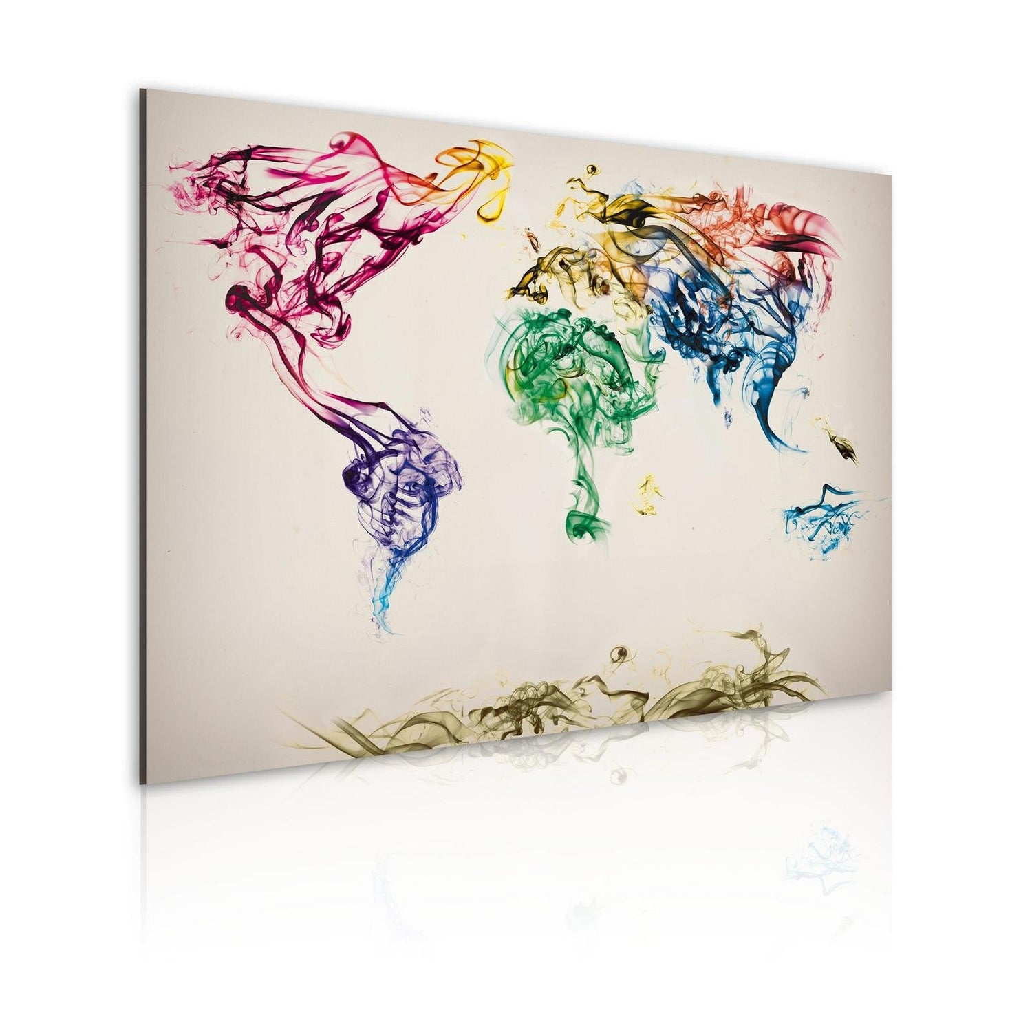 Stretched Canvas World Map Art - The World Map - Colored Smoke Trails-Tiptophomedecor