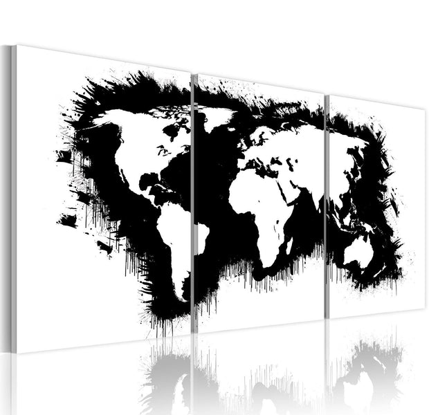 Stretched Canvas World Map Art - The World Map In Black-And-White-Tiptophomedecor