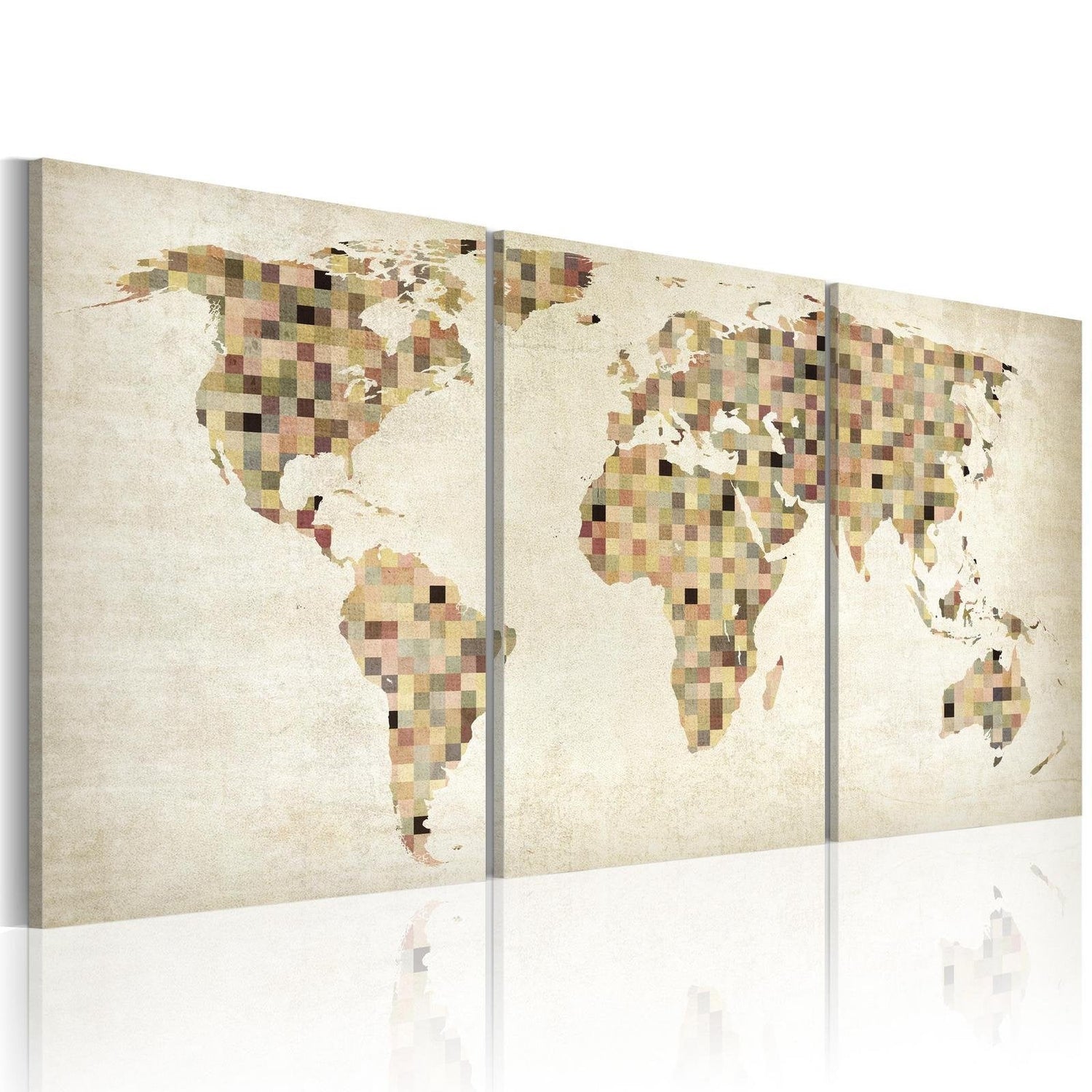 Stretched Canvas World Map Art - The World Map - Squares-Tiptophomedecor