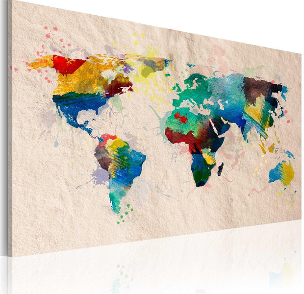 Stretched Canvas World Map Art - The World Of Colours-Tiptophomedecor