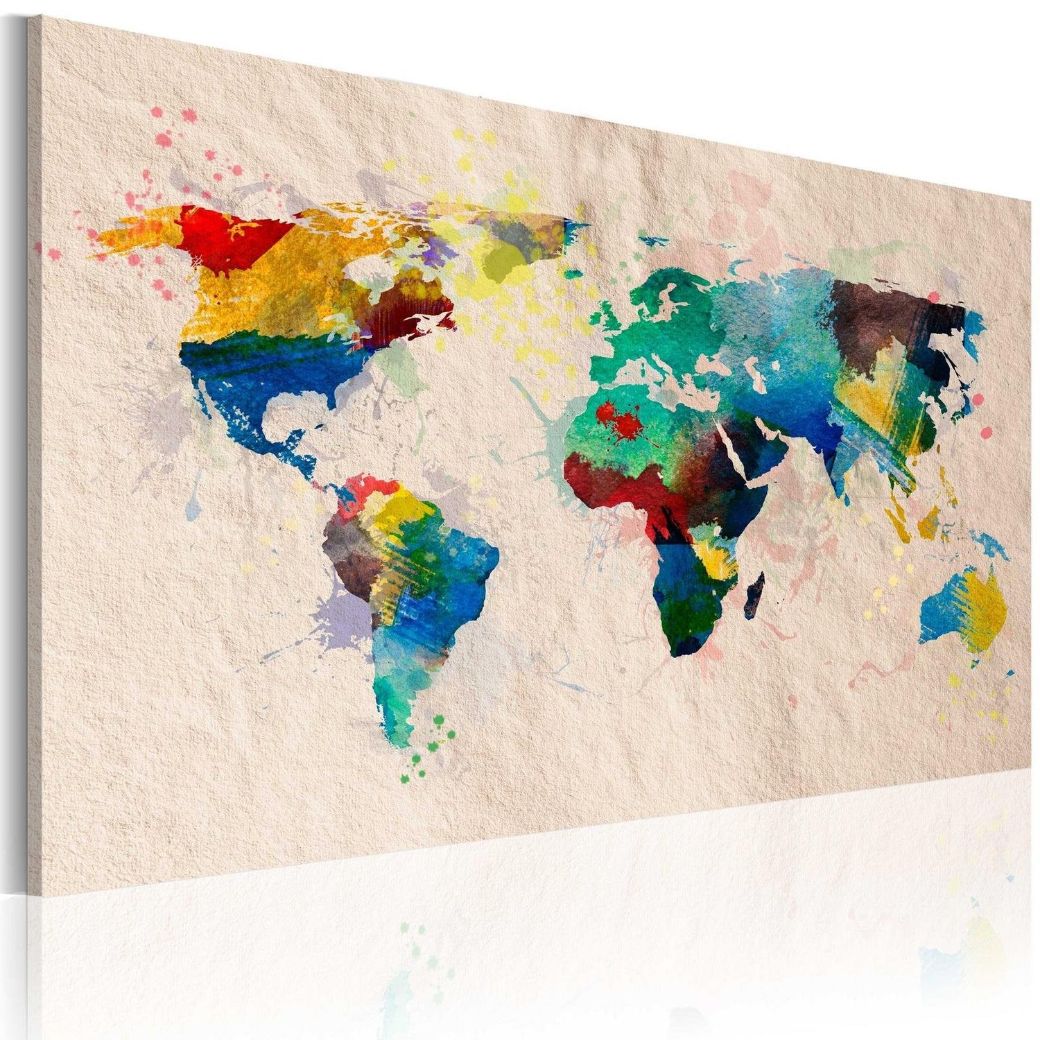 Stretched Canvas World Map Art - The World Of Colours-Tiptophomedecor