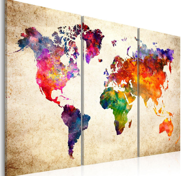 Stretched Canvas World Map Art - The World'S Map In Watercolor-Tiptophomedecor