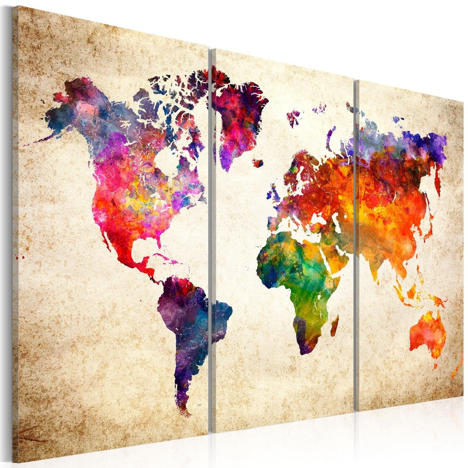 Stretched Canvas World Map Art - The World'S Map In Watercolor-Tiptophomedecor