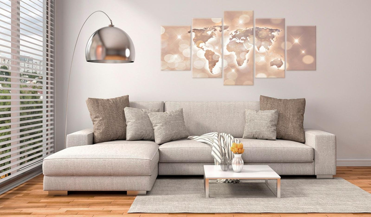 Stretched Canvas World Map Art - Trail Of Light-Tiptophomedecor
