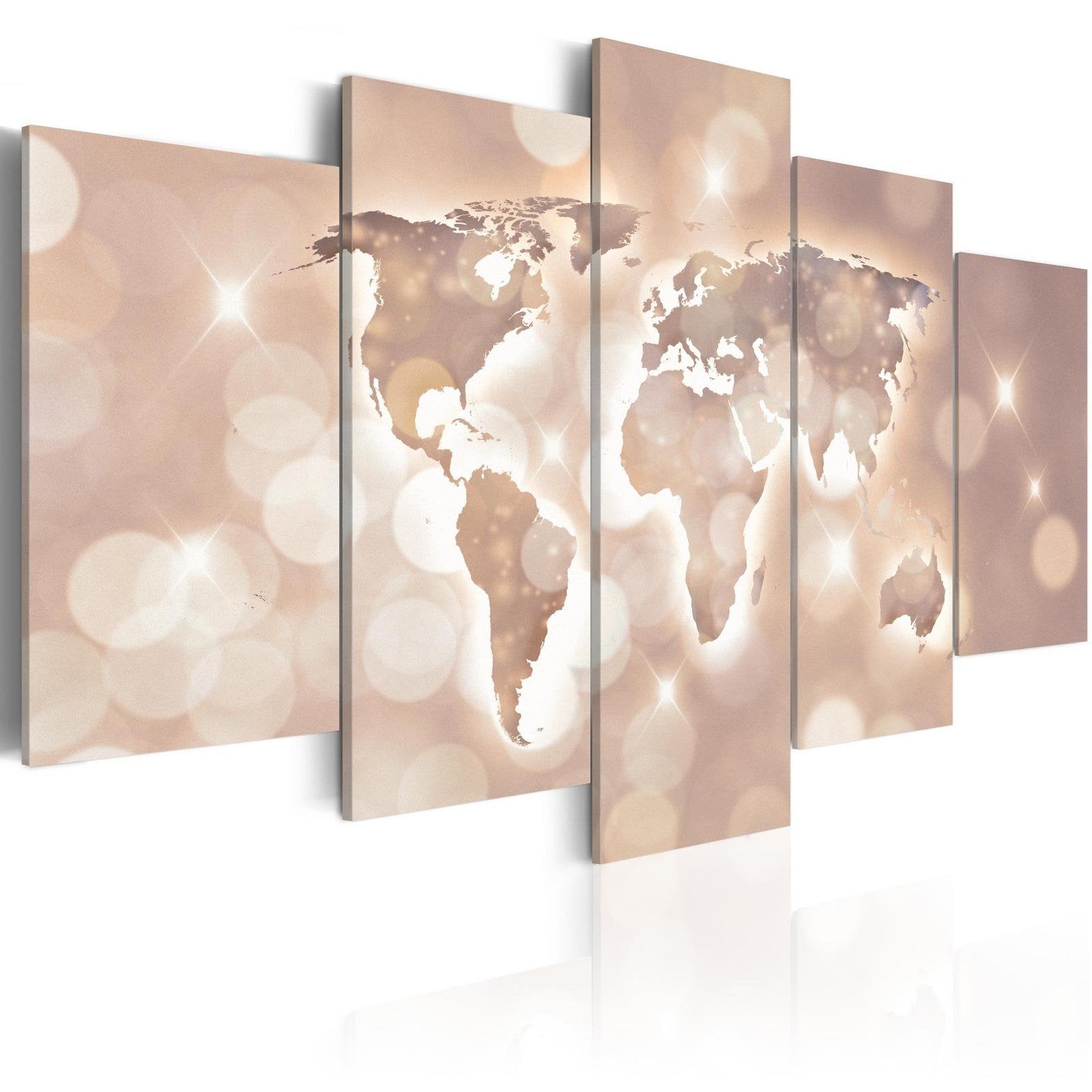 Stretched Canvas World Map Art - Trail Of Light-Tiptophomedecor