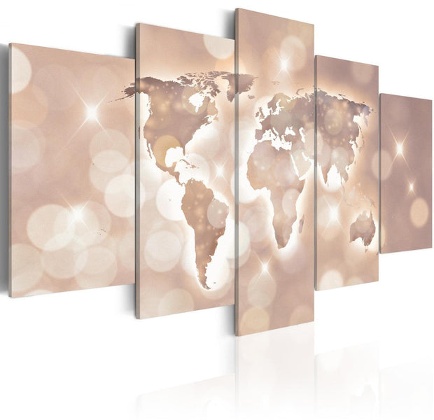Stretched Canvas World Map Art - Trail Of Light-Tiptophomedecor