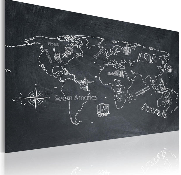 Stretched Canvas World Map Art - Travel Broadens The Mind-Tiptophomedecor