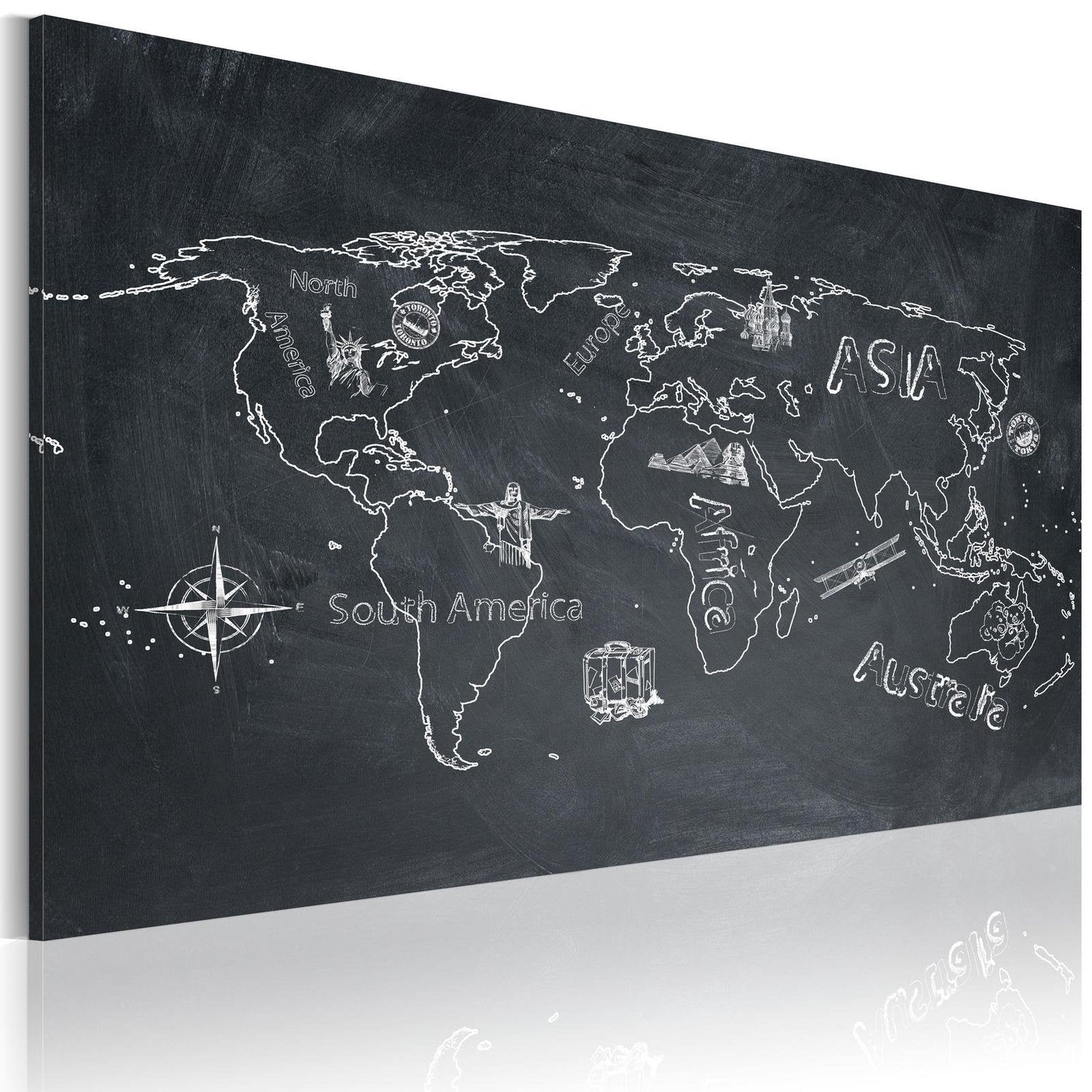 Stretched Canvas World Map Art - Travel Broadens The Mind-Tiptophomedecor