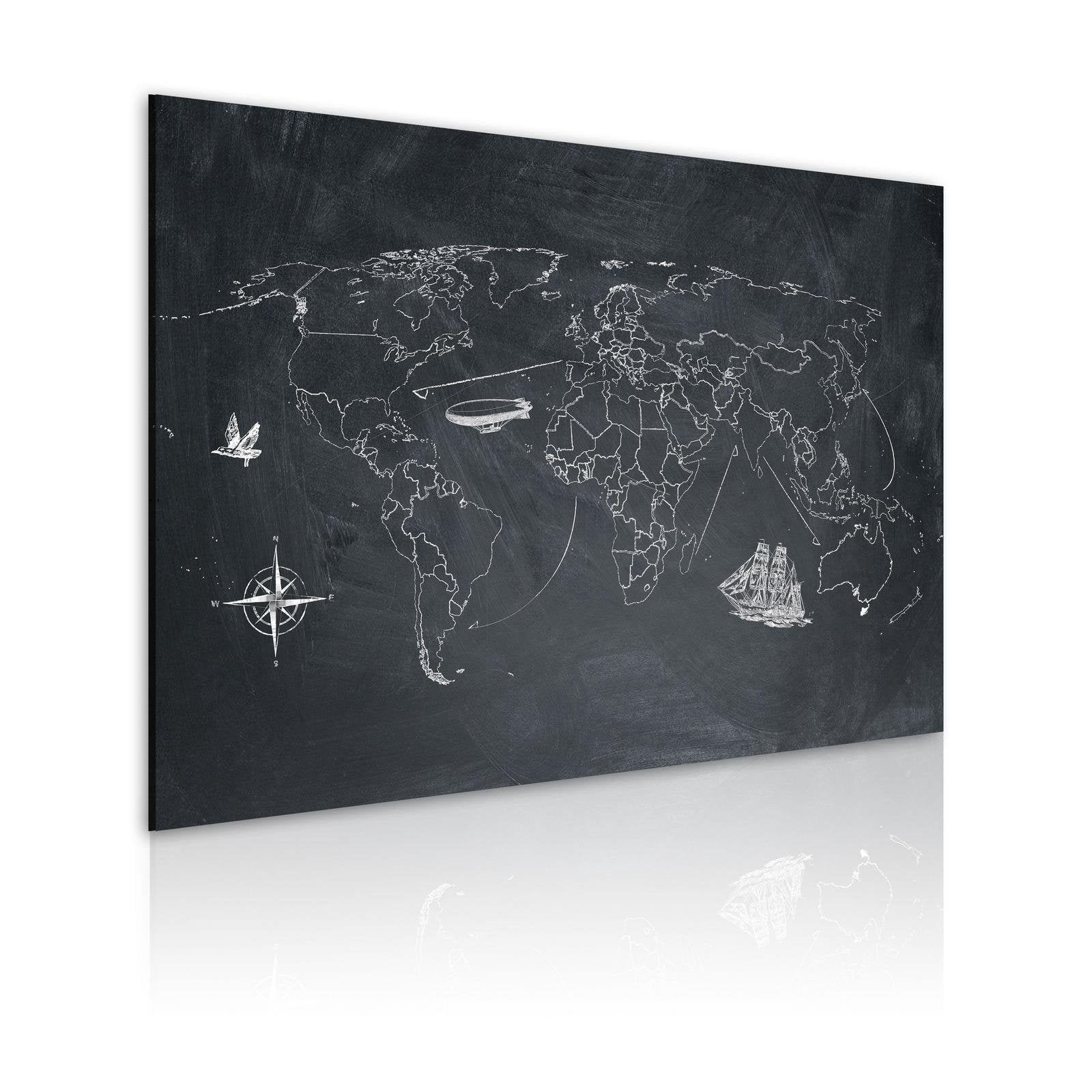 Stretched Canvas World Map Art - Trip Around The World-Tiptophomedecor