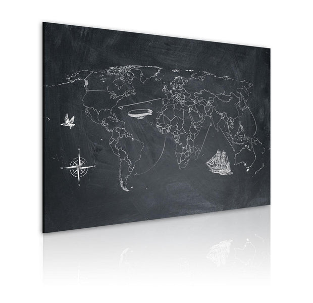 Stretched Canvas World Map Art - Trip Around The World-Tiptophomedecor