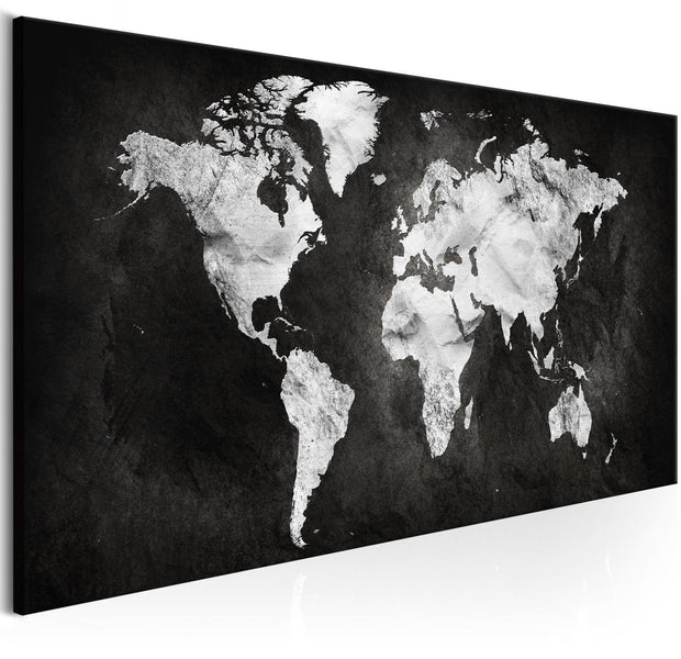 Stretched Canvas World Map Art - Two-Coloured World-Tiptophomedecor