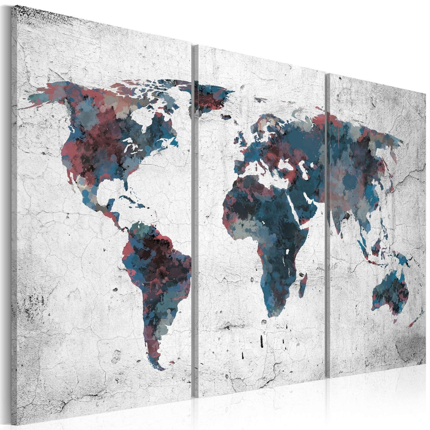 Stretched Canvas World Map Art - Undiscovered Continents - Triptych-Tiptophomedecor