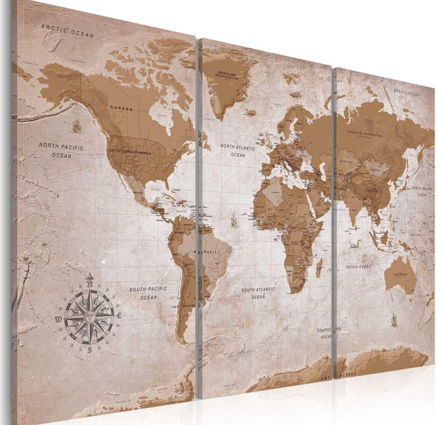 Stretched Canvas World Map Art - Vintage Map: Oriental Travels-Tiptophomedecor