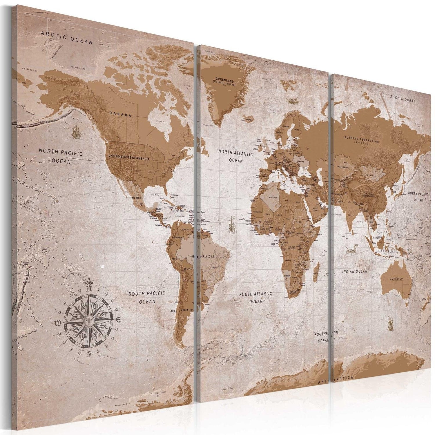 Stretched Canvas World Map Art - Vintage Map: Oriental Travels-Tiptophomedecor