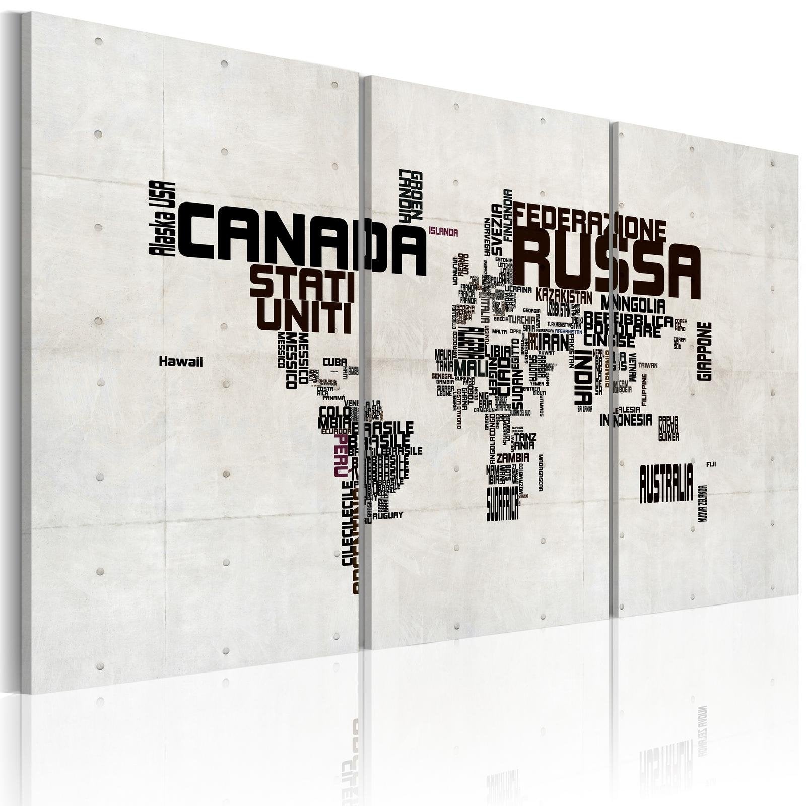 Stretched Canvas World Map Art - What A Wonderful World - Triptych-Tiptophomedecor