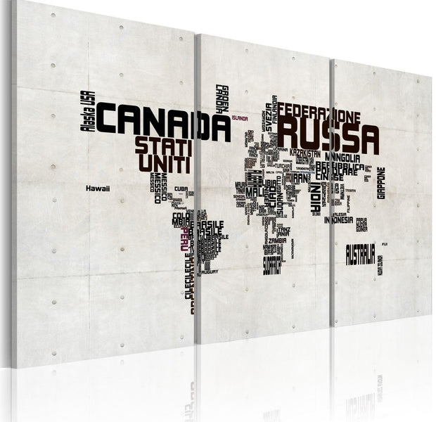 Stretched Canvas World Map Art - What A Wonderful World - Triptych-Tiptophomedecor
