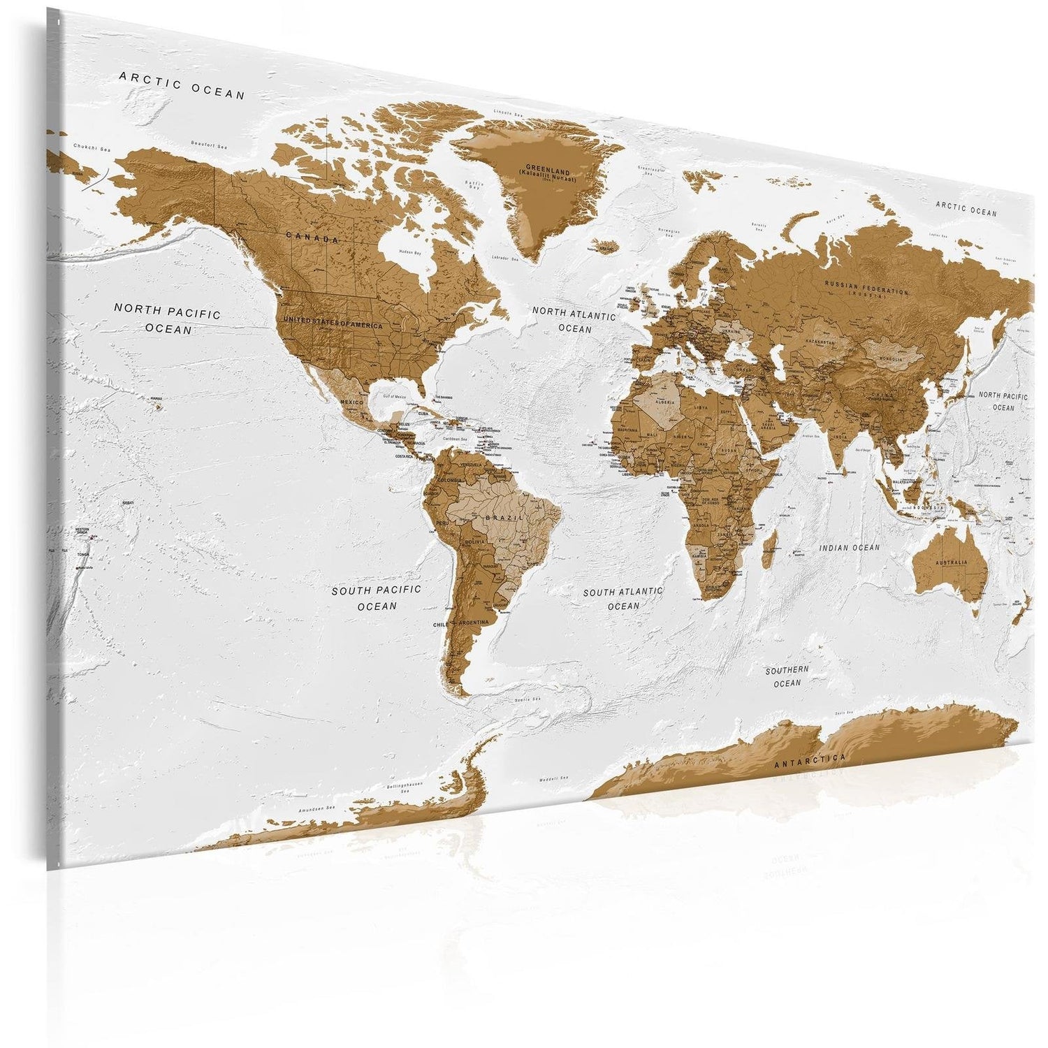Stretched Canvas World Map Art - White Poetry-Tiptophomedecor