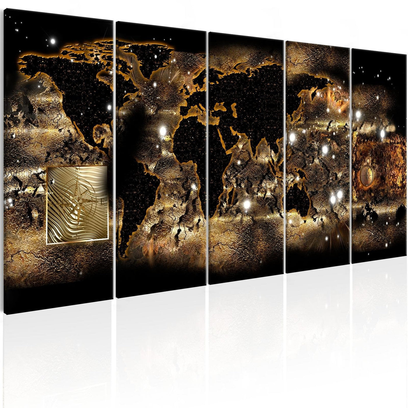 Stretched Canvas World Map Art - World At Night-Tiptophomedecor