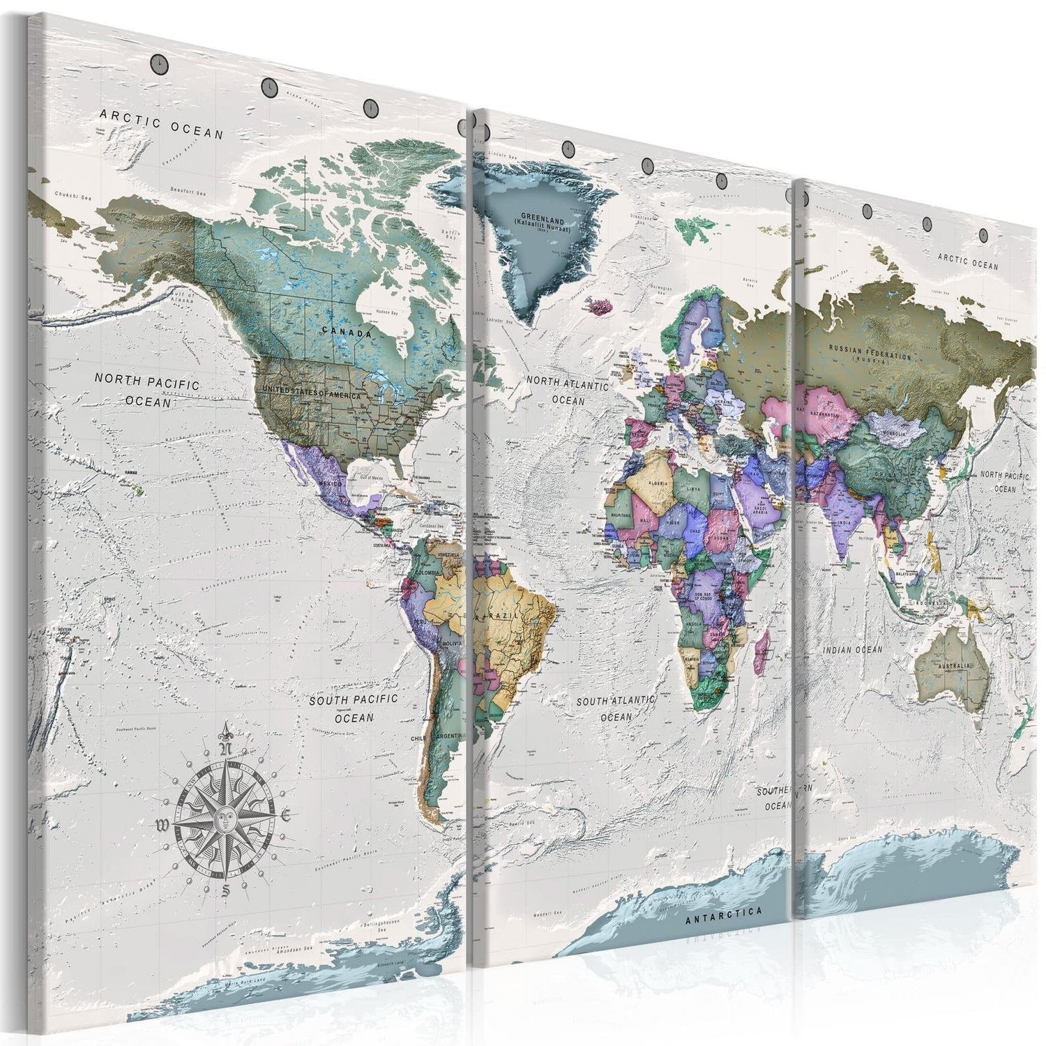 Stretched Canvas World Map Art - World Destinations-Tiptophomedecor