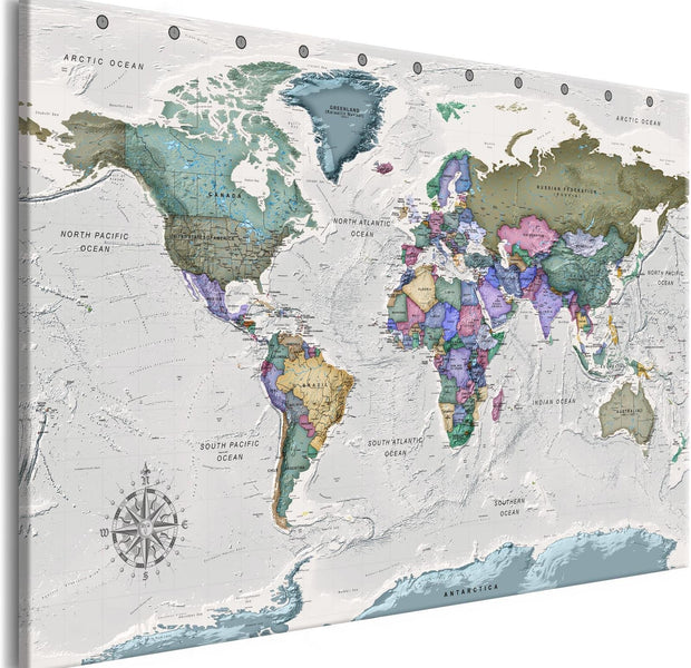 Stretched Canvas World Map Art - World Destinations Wide-Tiptophomedecor